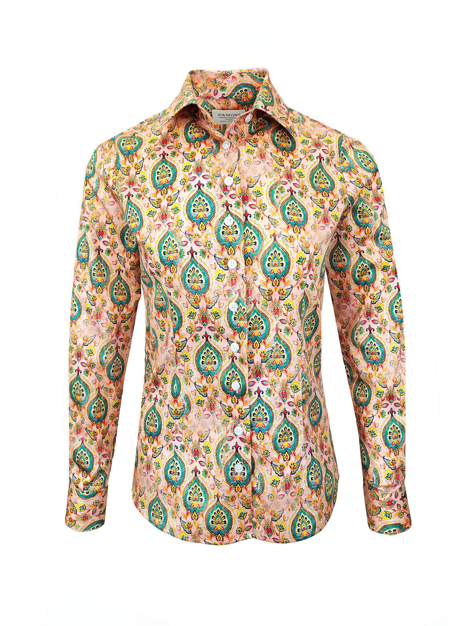 Elegant Paisley Blossom Women's Fitted Shirt-1
