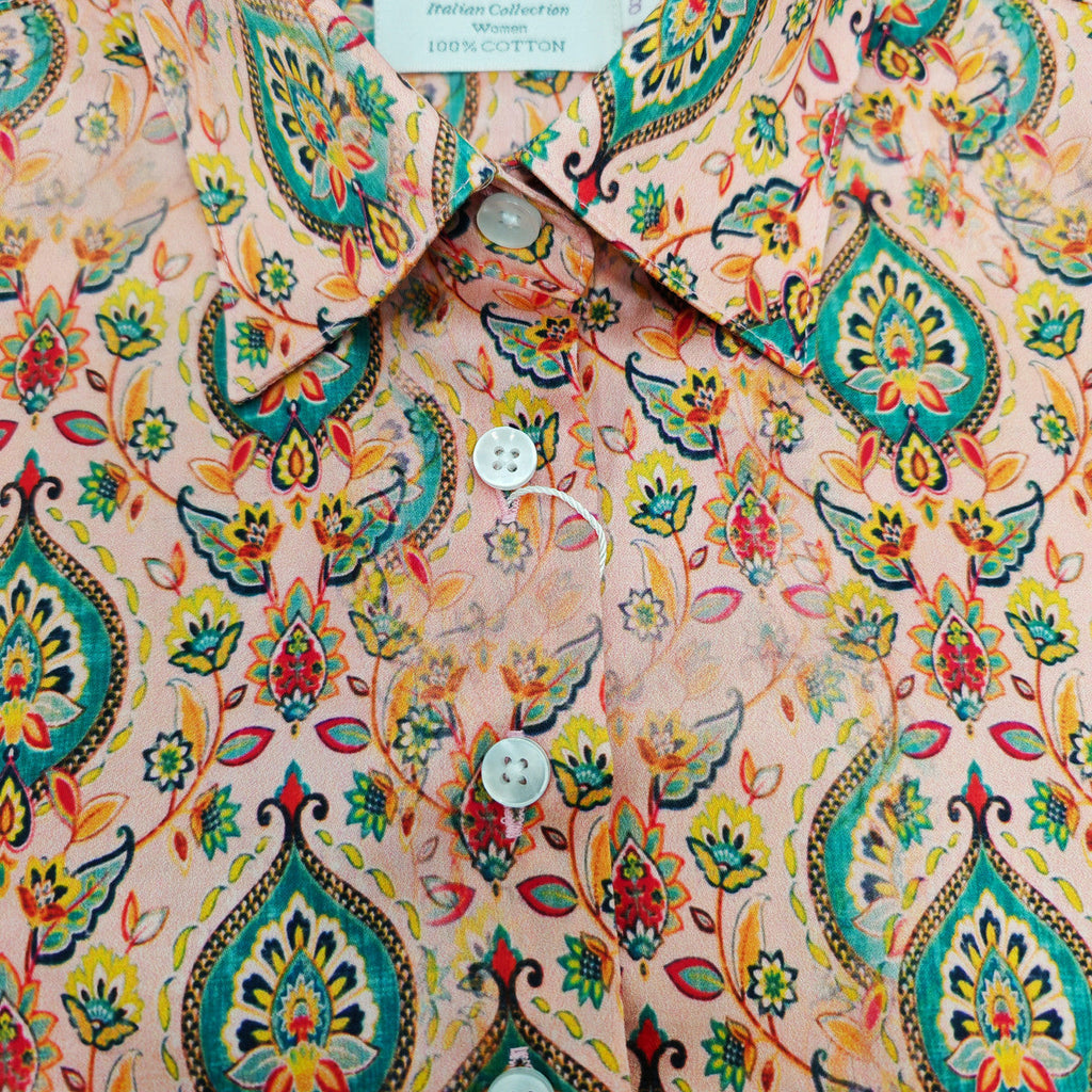 Elegant Paisley Blossom Women's Fitted Shirt-3