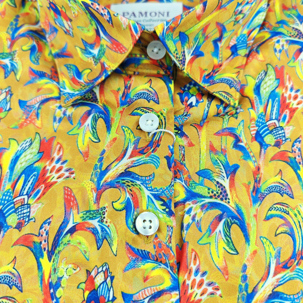 Golden Floral Breeze Women's Fitted Shirt-2