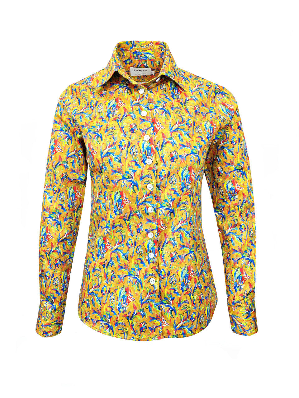 Golden Floral Breeze Women's Fitted Shirt-0
