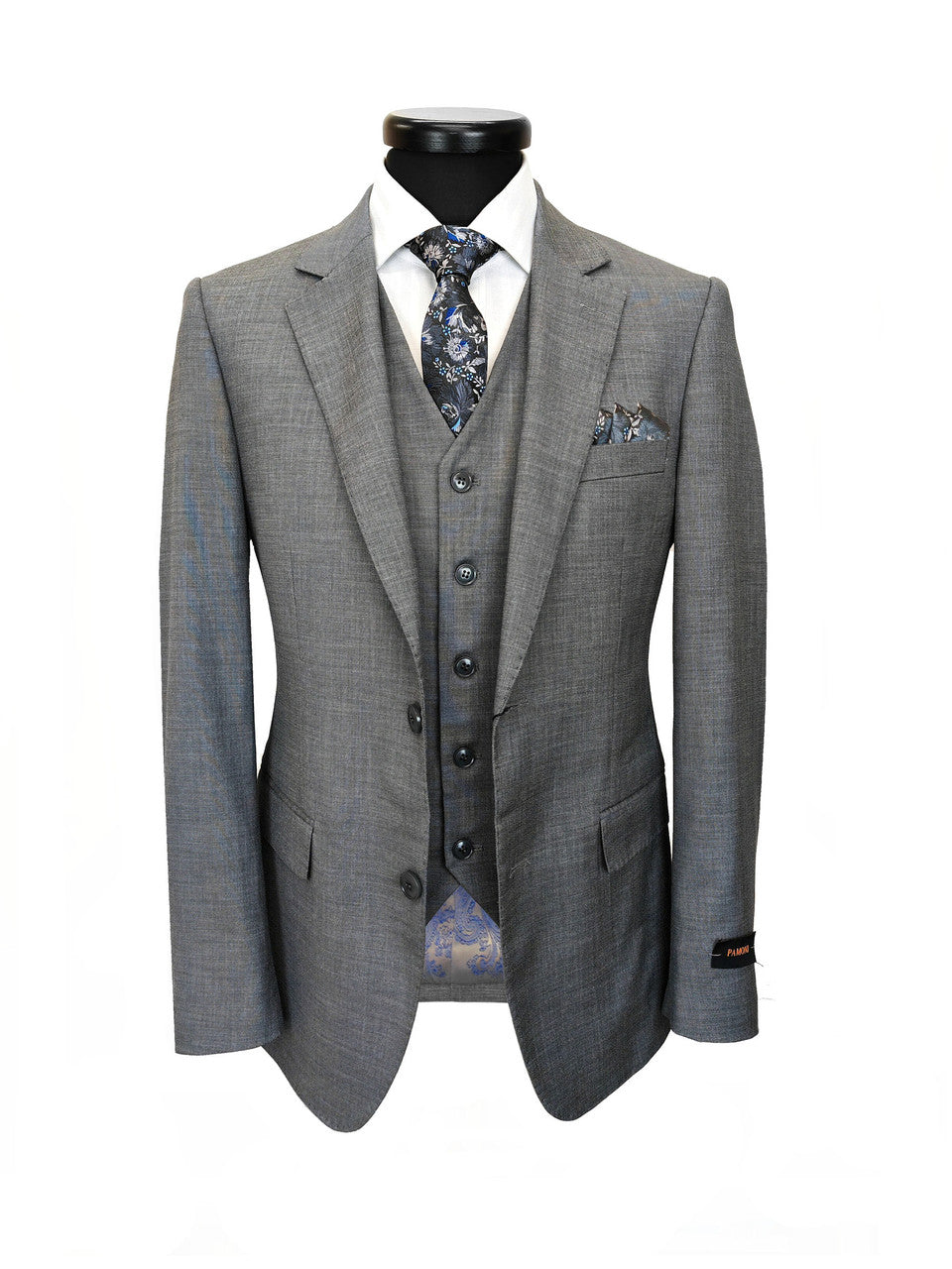 Grey Slim Fit 3-Piece Suit-3