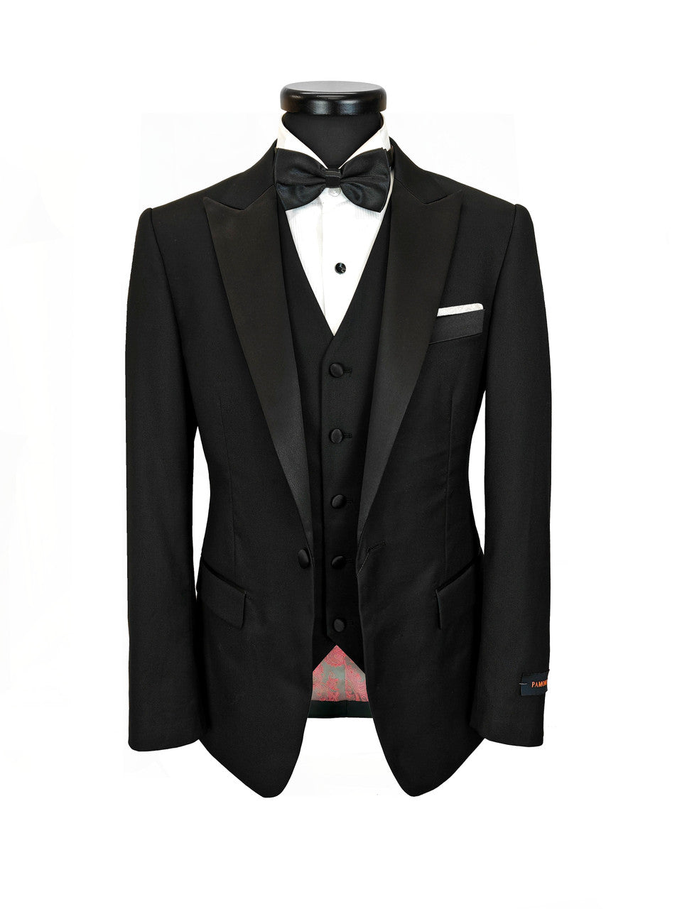Classic Black 3-Piece Tuxedo – Satin Peak Lapel-4