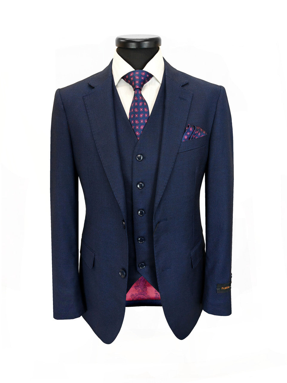 Navy Blue 2 Button 3-Piece Slim Fit Suit-4