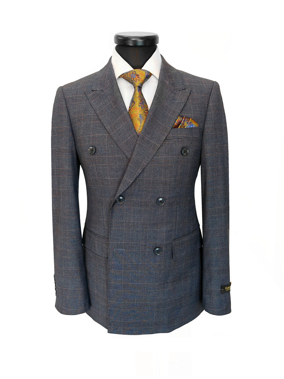 Charcoal Blue Glen Check Double-Breasted Suit-1