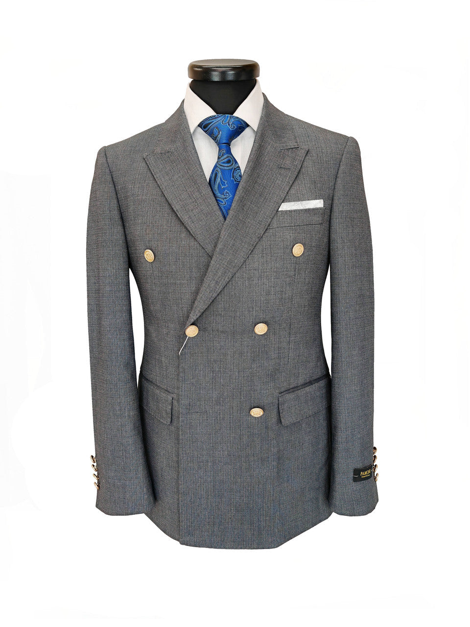 Grey Double-Breasted Slim Fit Suit-1