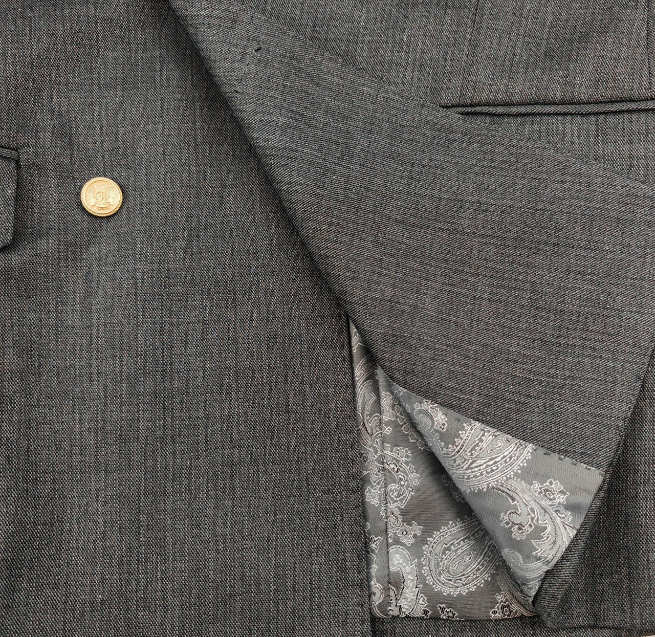 Grey Double-Breasted Slim Fit Suit-2