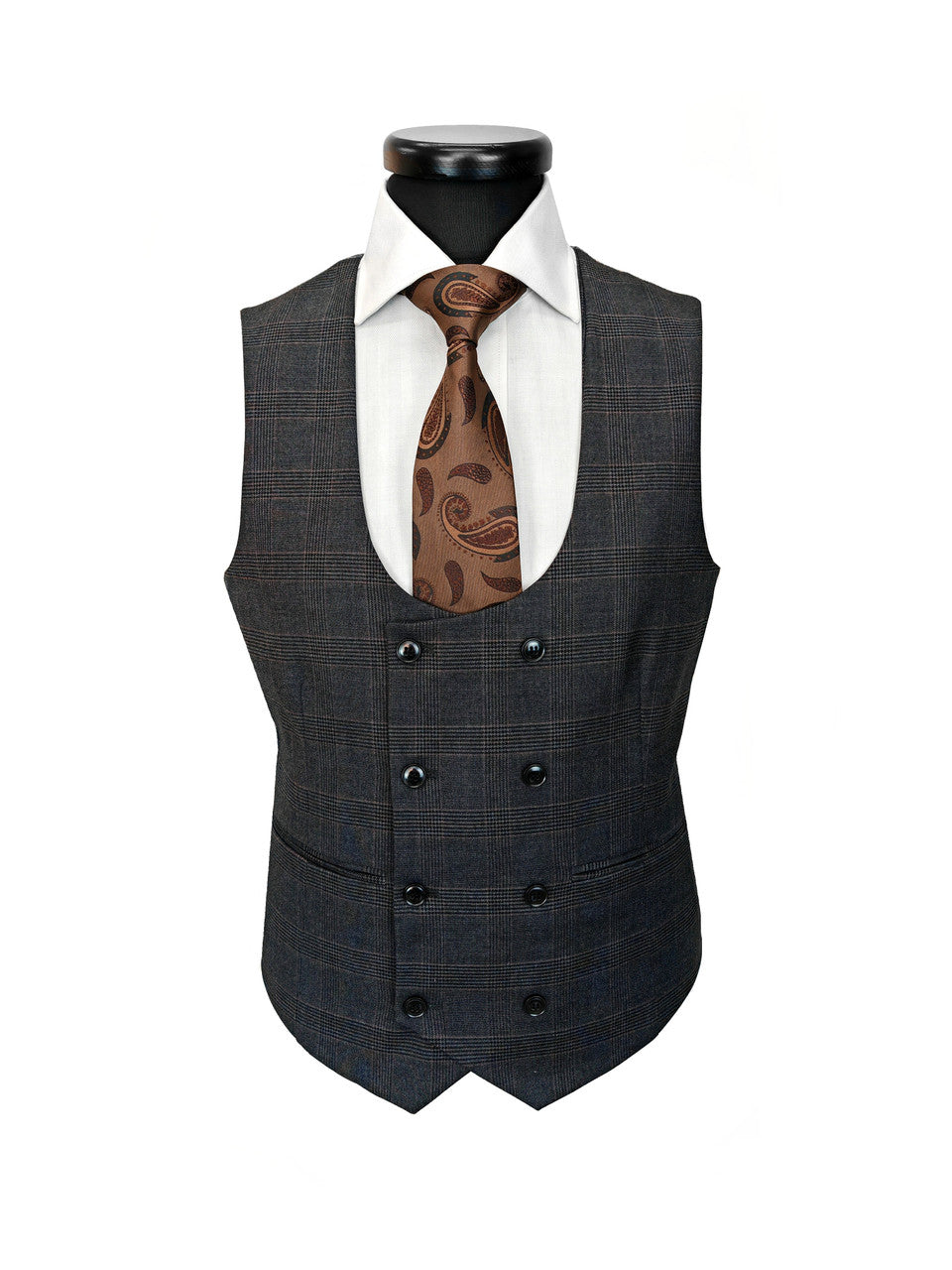 Men's Grey Prince Of Wales Check 3-Piece Suit-1