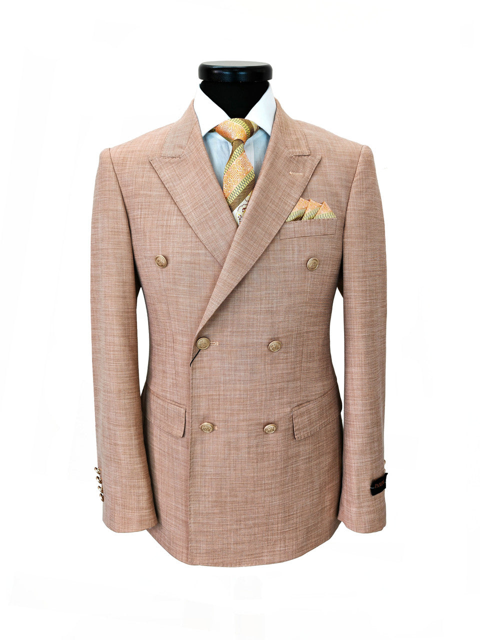 Light Salmon Slim Fit Double-Breasted Suit-4