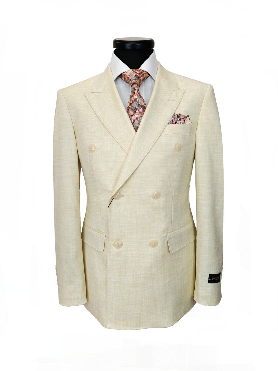 Elegant Cream Double-Breasted Slim Fit Suit-2