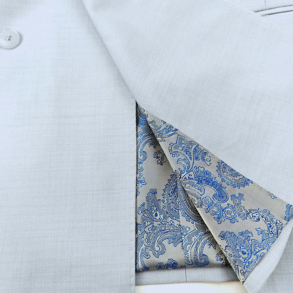 Light Blue Double-Breasted Slim Fit Suit-1