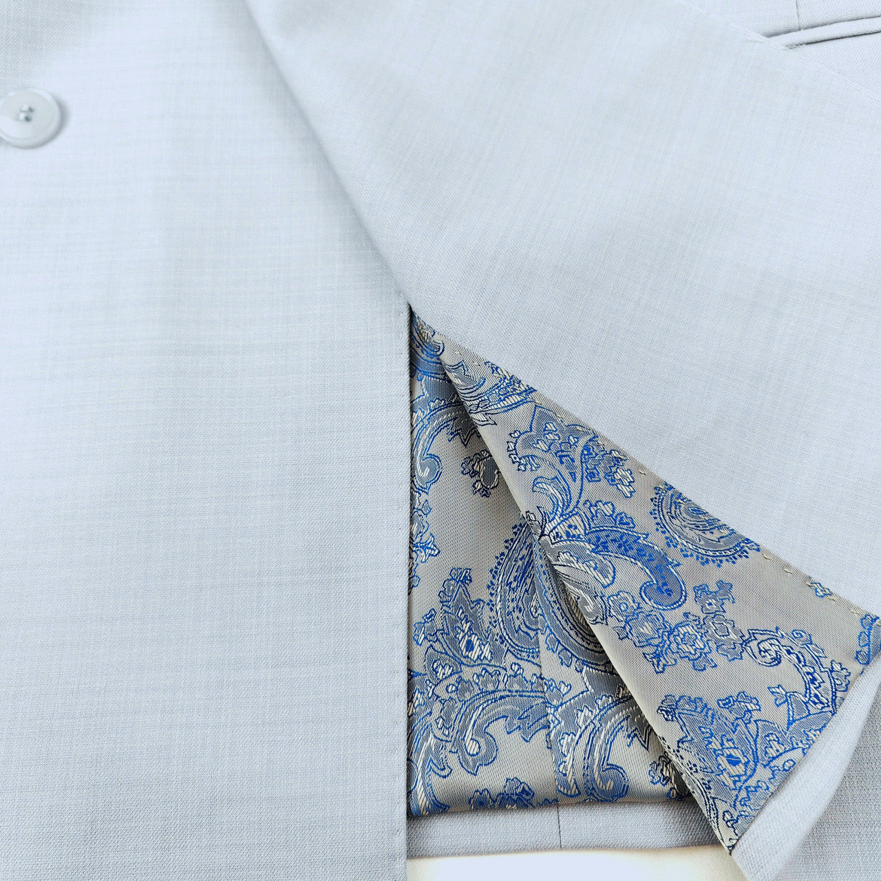 Light Blue Double-Breasted Slim Fit Suit-1