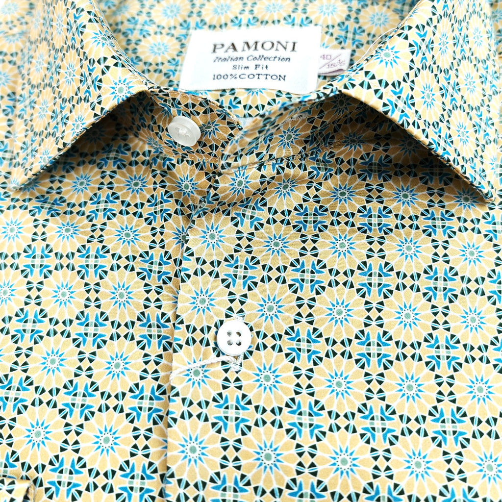 Men’s Geometric Pattern Slim Fit Cotton Shirt-2