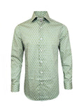 Green Geometric Print Slim Fit Cotton Shirt – Single Cuff-0
