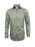 Green Geometric Floral Print Slim Fit Shirt-0