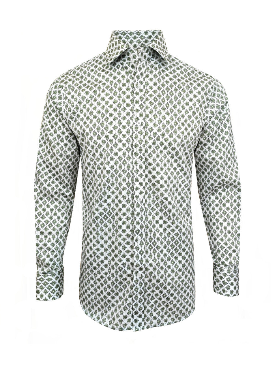 Green Palm Print Slim Fit Shirt-0