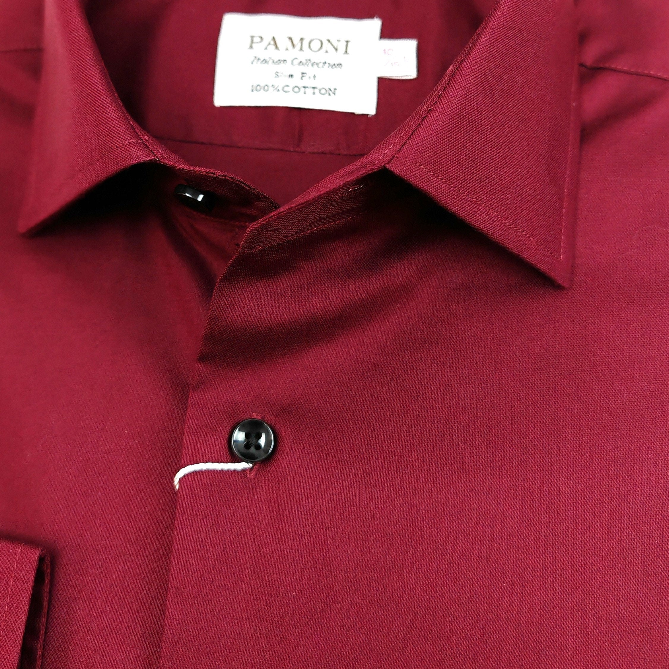 Men's Slim Fit Burgundy Cotton Oxford Shirt-4