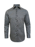 Men’s Black & White Geometric Print Slim Fit Shirt – 100% Cotton-0