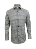 Men’s Beige & Navy Geometric Print Slim Fit Shirt – 100% Cotton-0