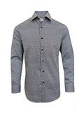 Men’s Navy & White Micro Floral Print Slim Fit Shirt – 100% Cotton-0