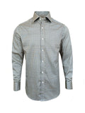 Men’s Beige & Navy Geometric Print Slim Fit Shirt – Double Cuffs, 100% Cotton-0