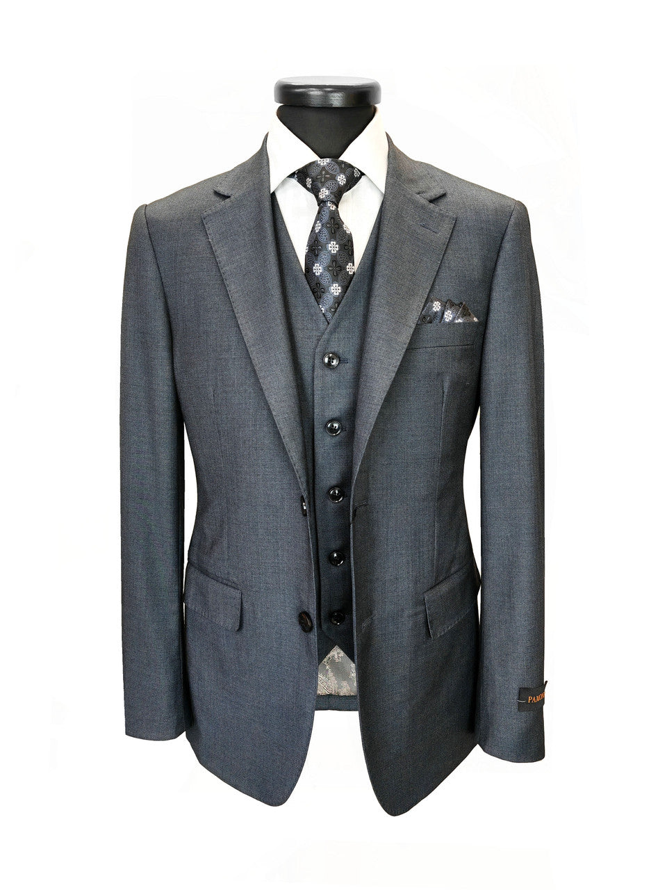 Men’s Slim Fit 3-Piece Wool-Blend Suit – Charcoal Grey-4