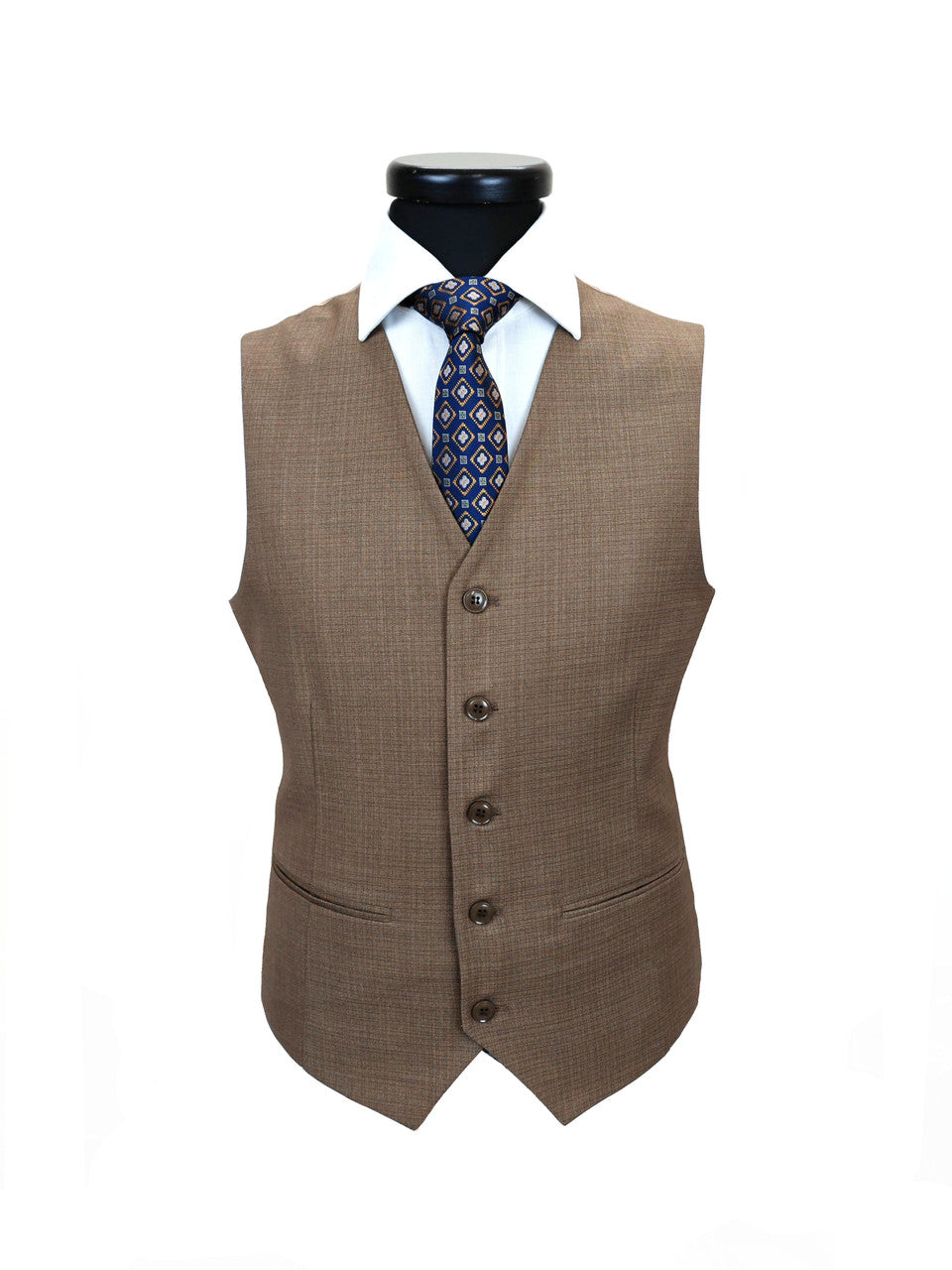 Men’s Slim Fit 3-Piece Wool-Blend Suit – Light Brown-2