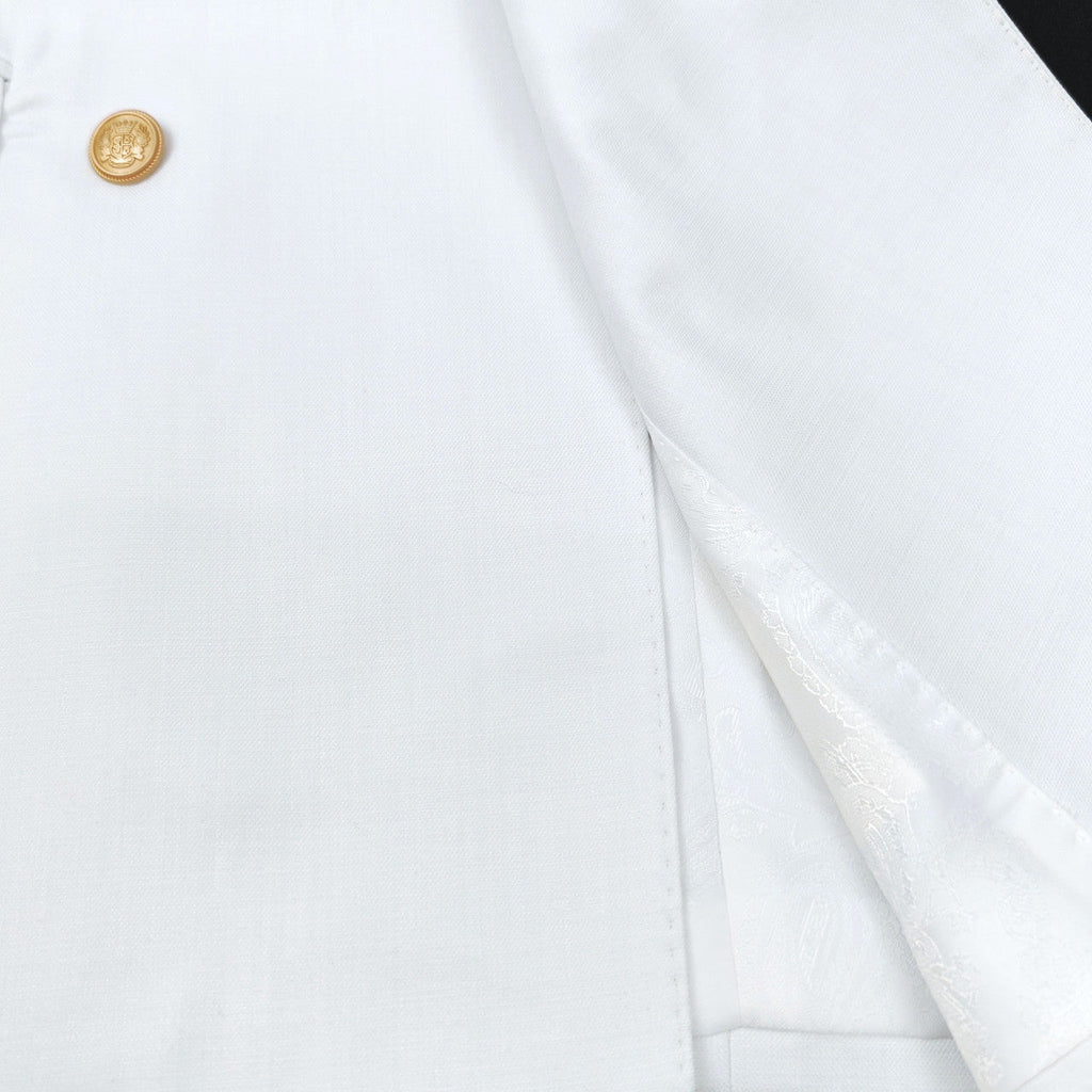 Men’s Slim Fit White Double-Breasted Wool-Blend Suit with Gold Buttons-4