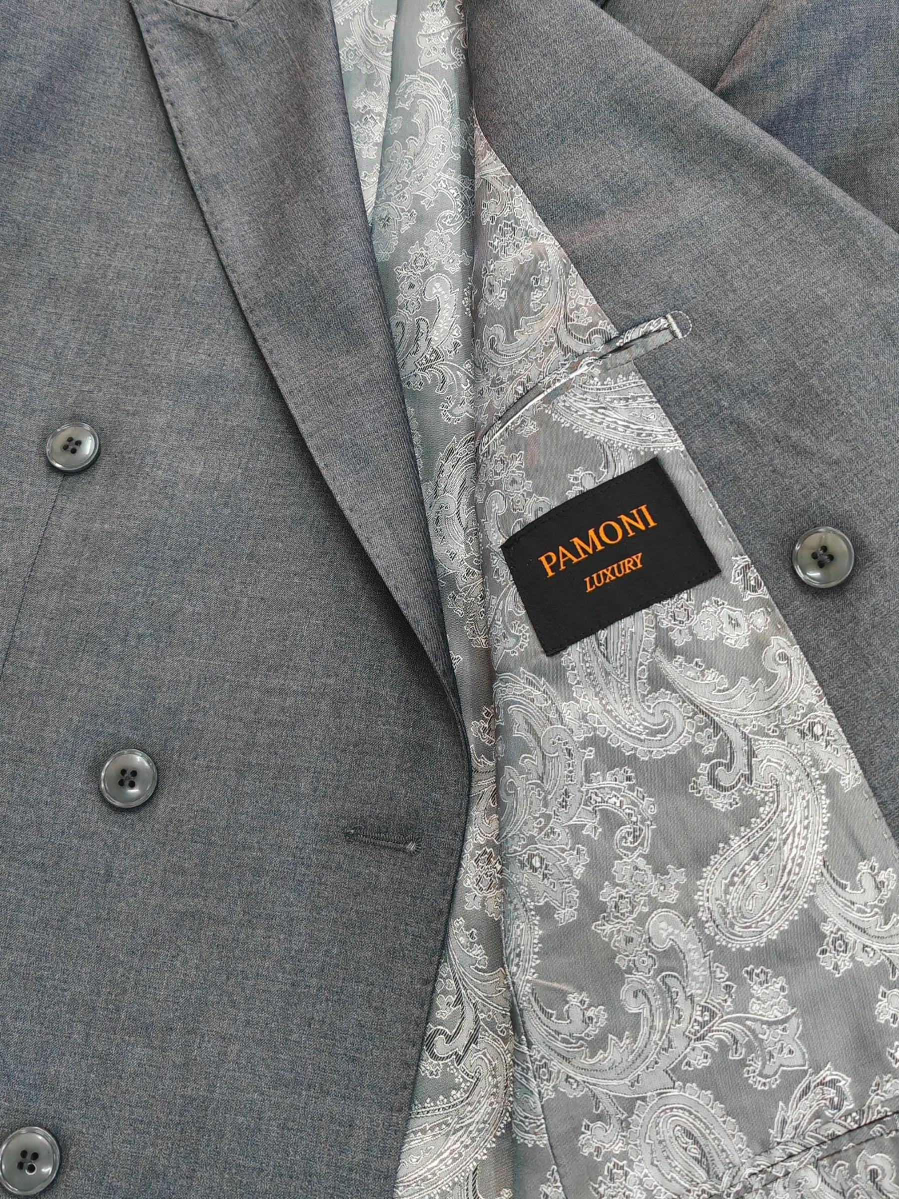 Modern Grey Slim Fit Double-Breasted Suit-3