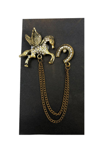 Jewelled Pegasus Chain Lapel Pin-2