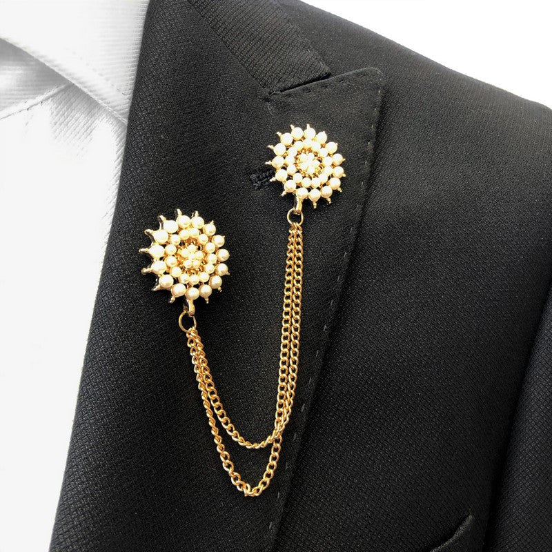 Pearl Halftone-radial Chain Lapel Pin-1