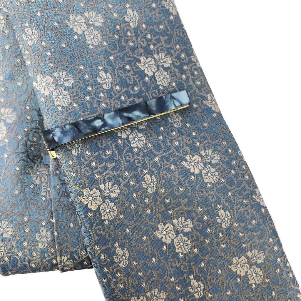 Blue Marble Effect Tie Clip-1