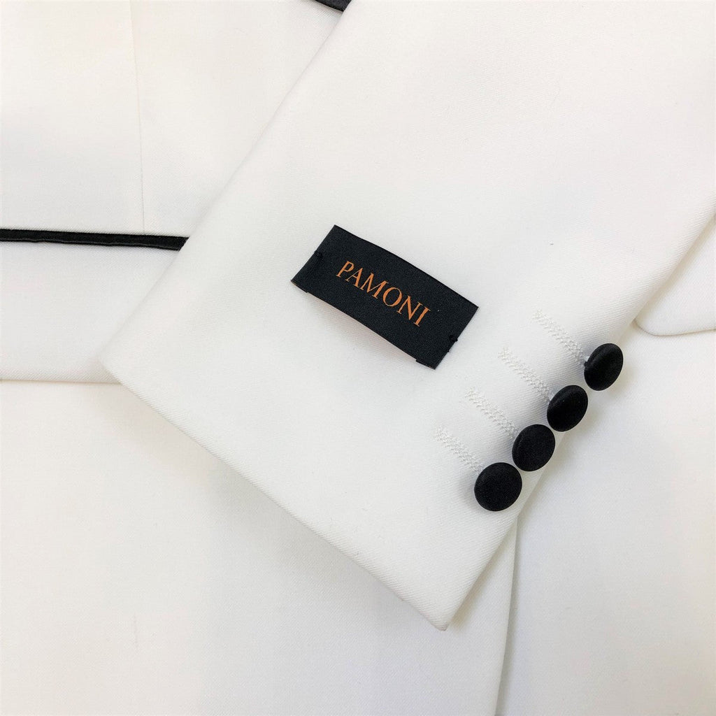 White 3-Piece Tuxedo with Black Shawl Lapel-1