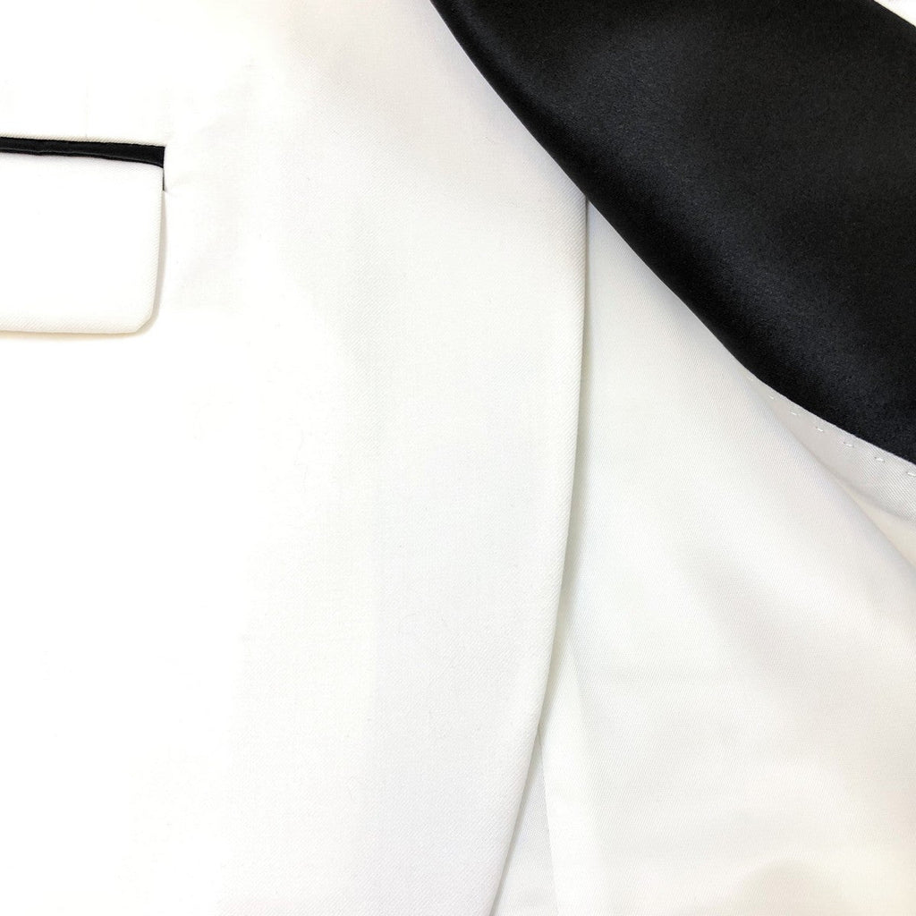 White 3-Piece Tuxedo with Black Shawl Lapel-3