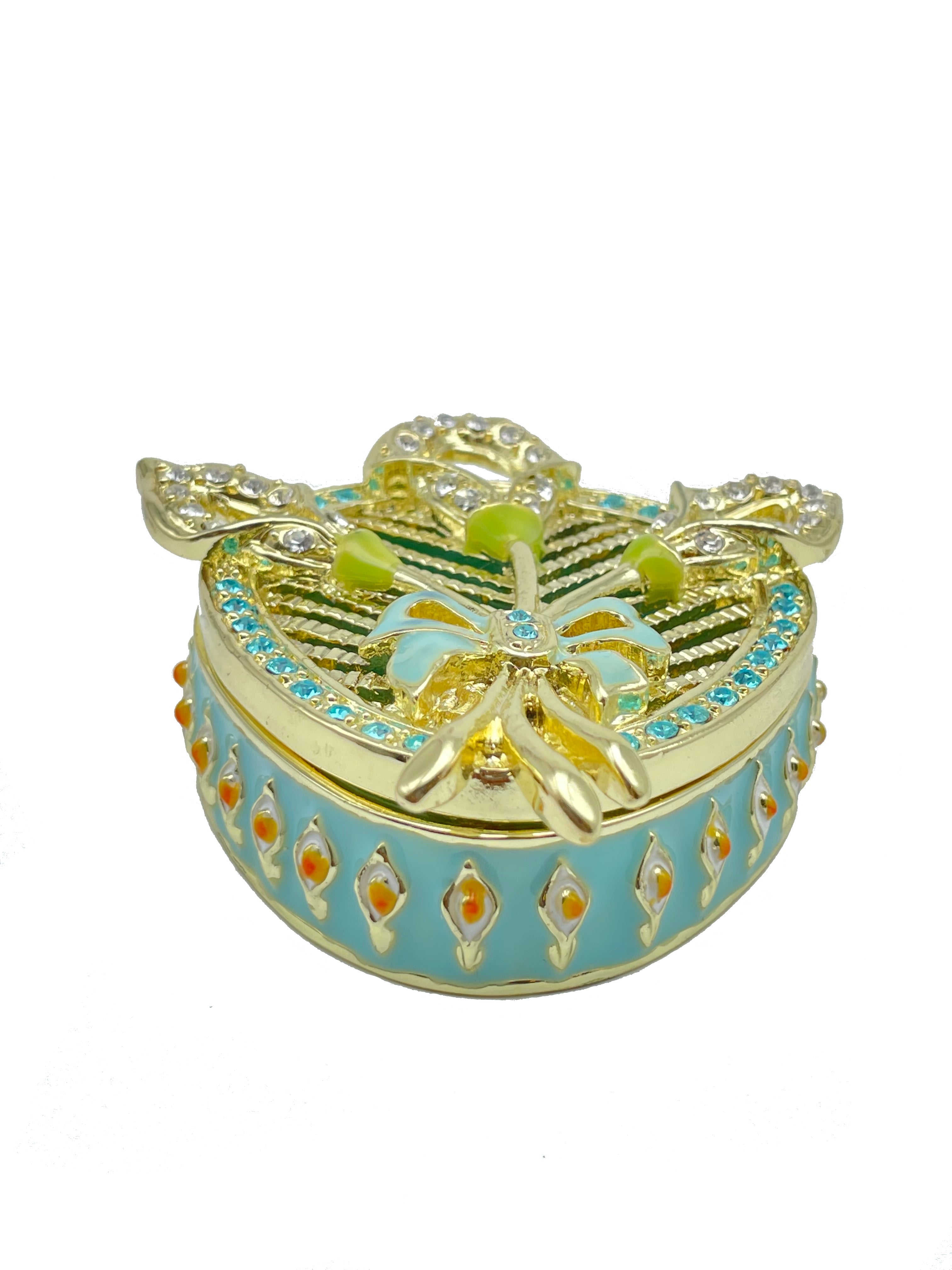 Green turquoise Beautiful Decorated Trinket Box-2