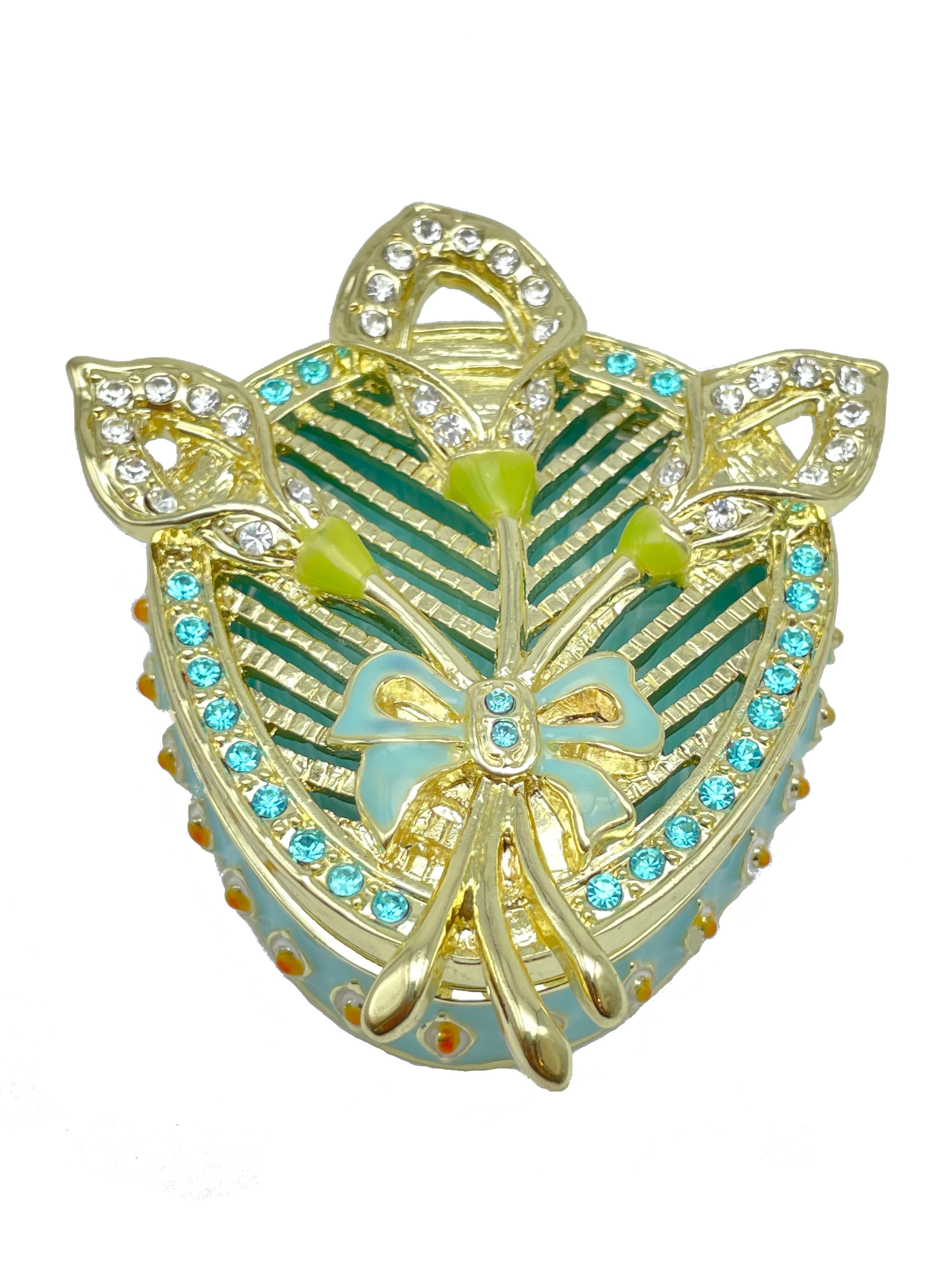 Green turquoise Beautiful Decorated Trinket Box-3