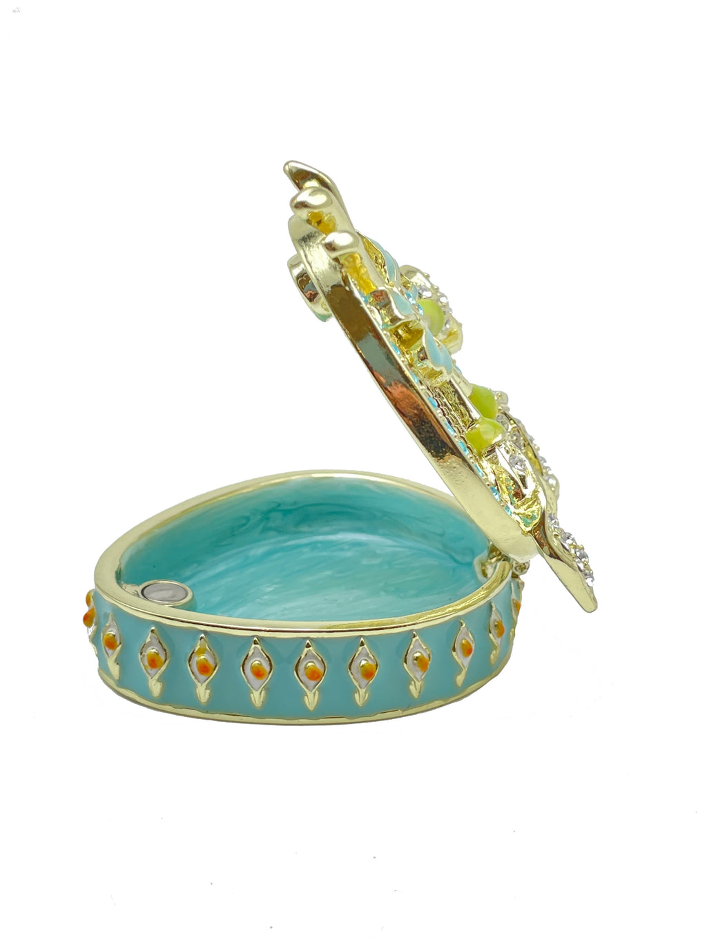 Green turquoise Beautiful Decorated Trinket Box-1