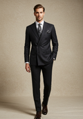 Men's Black Double-Breasted Slim Fit Suit-0