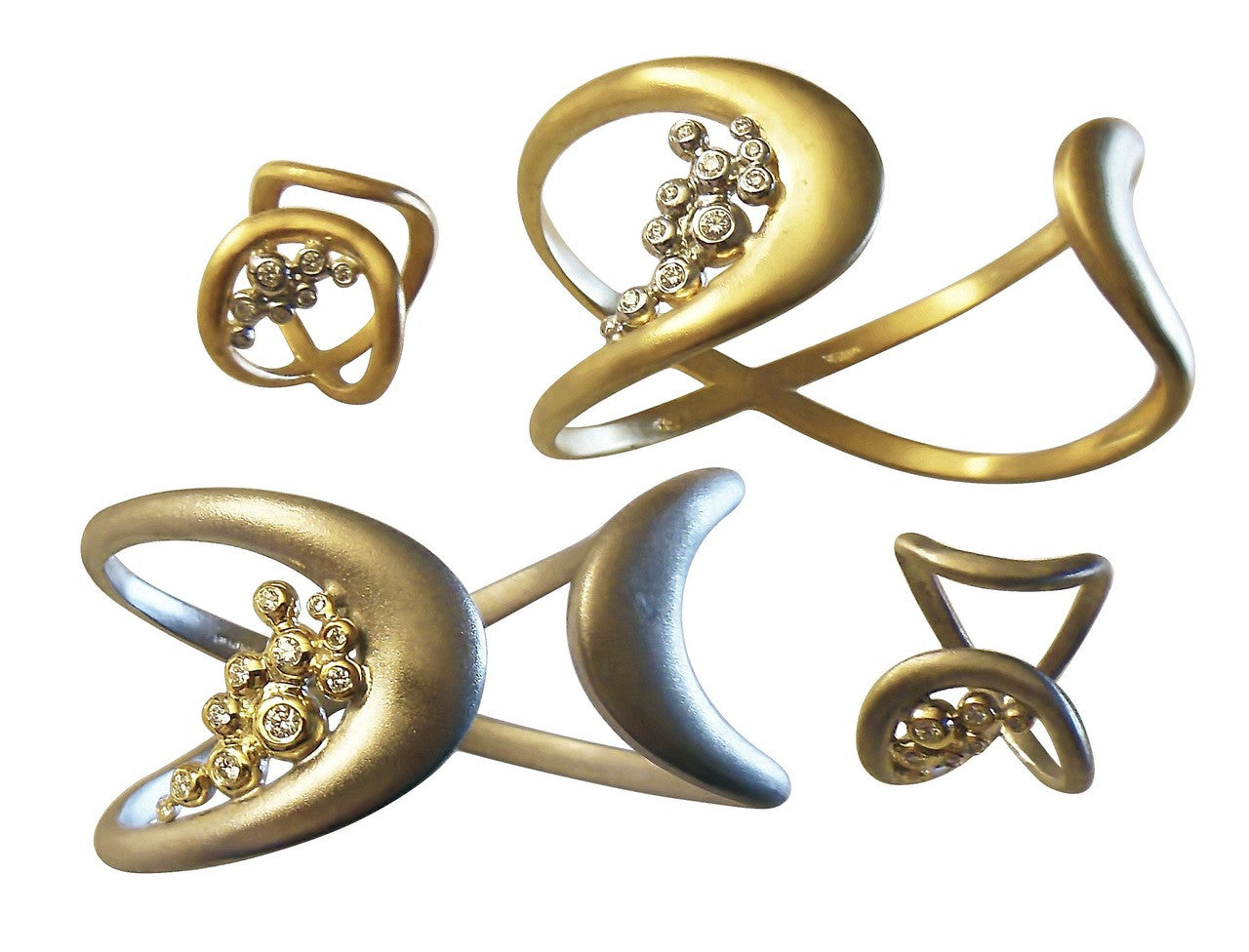 Infinity Cuff Bracelet: Overflowing Diamond Dots. 18K Gold