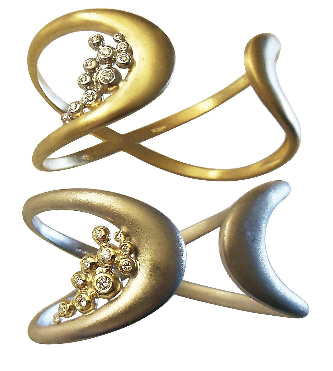 Infinity Cuff Bracelet: Overflowing Diamond Dots. 18K Gold