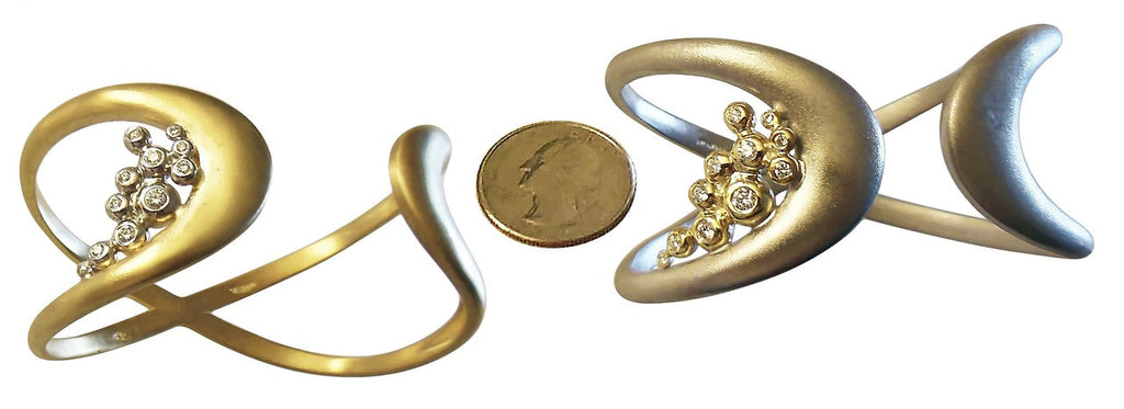 Infinity Cuff Bracelet: Overflowing Diamond Dots. 18K Gold