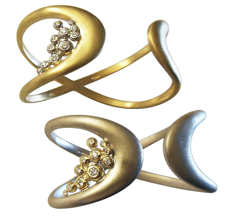 Infinity Cuff Bracelet: Overflowing Diamond Dots. 18K Gold