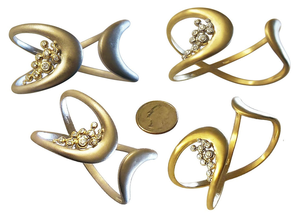 Infinity Cuff Bracelet: Overflowing Diamond Dots. 18K Gold