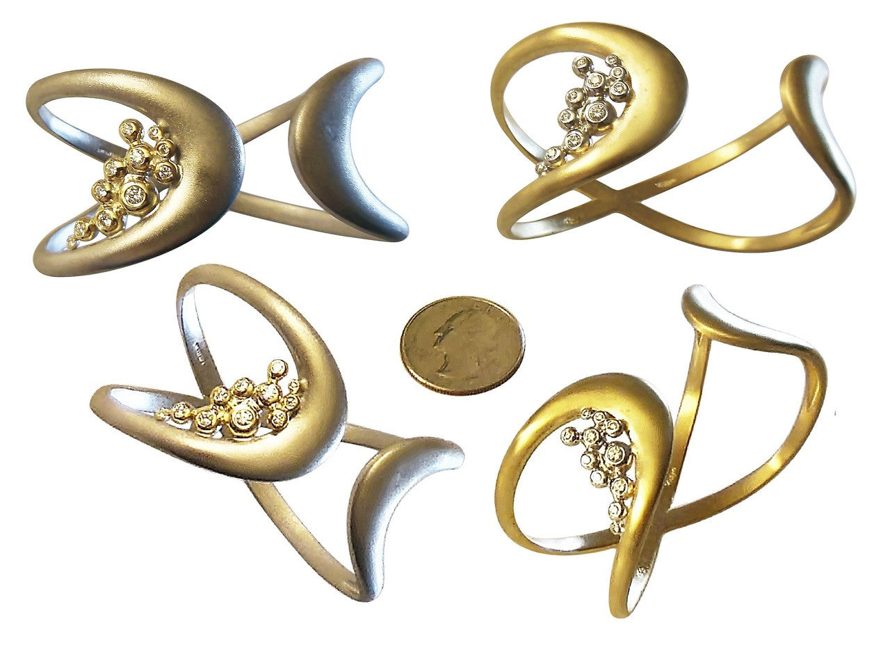 Infinity Cuff Bracelet: Overflowing Diamond Dots. 18K Gold