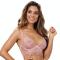 Sheer Lace Longline Plunge Bra Axami Seductive Rose-0