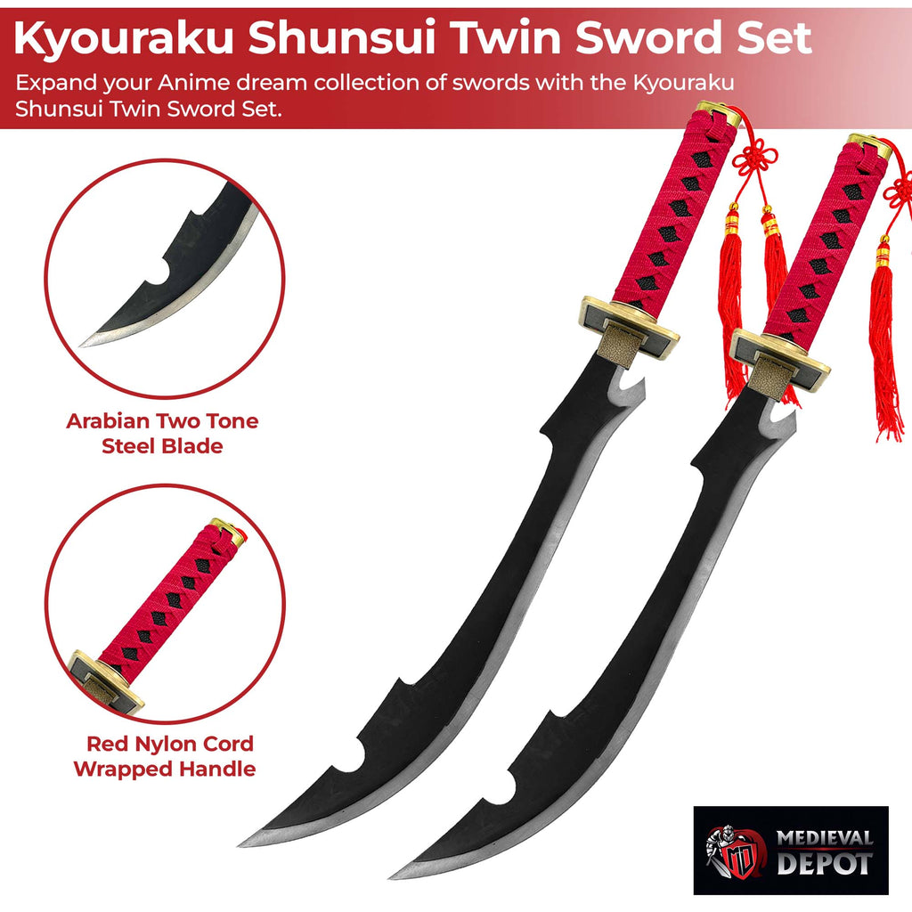 Japanese Scimitar Anime Kyouraku Shunsui Twin Sword Set-2