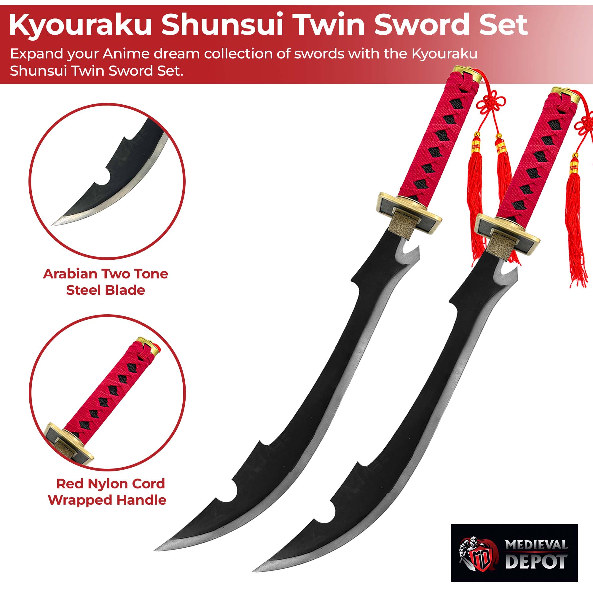 Japanese Scimitar Anime Kyouraku Shunsui Twin Sword Set-2