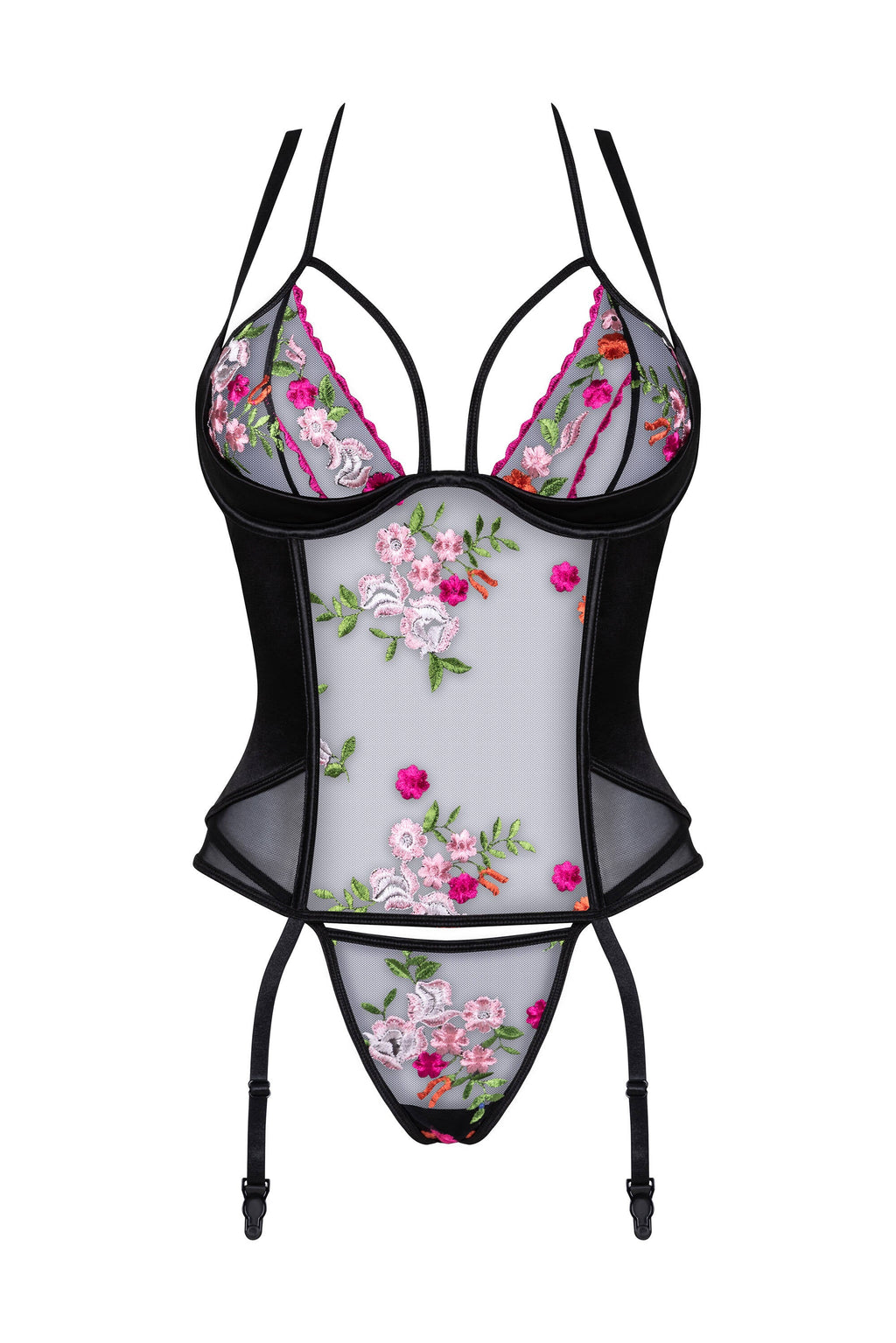 Sheer Floral Embroidery Corset Beauty Night Joanna-4