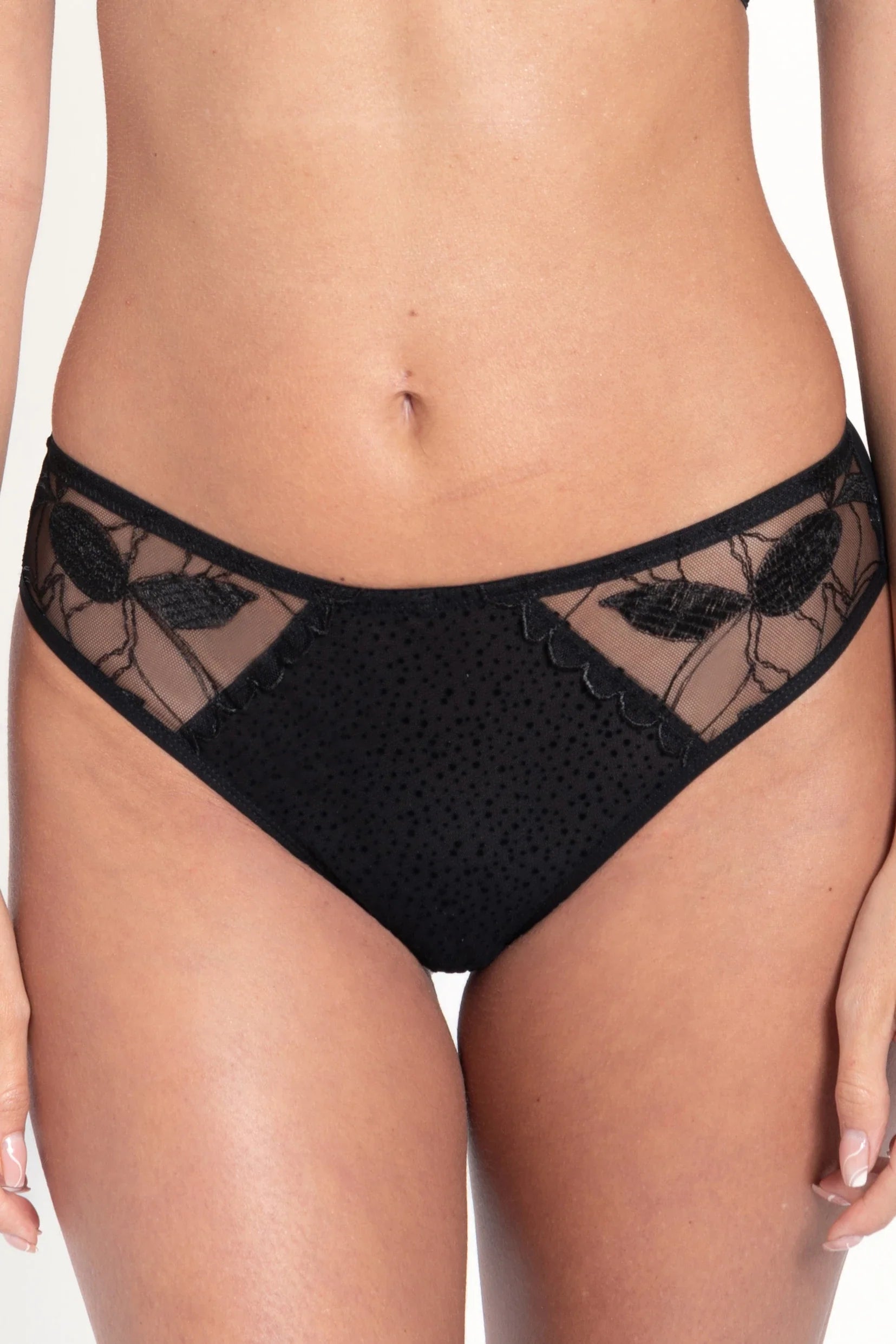 Samanta Kendall Semi-Sheer Mid-Rise Brief Panty-0