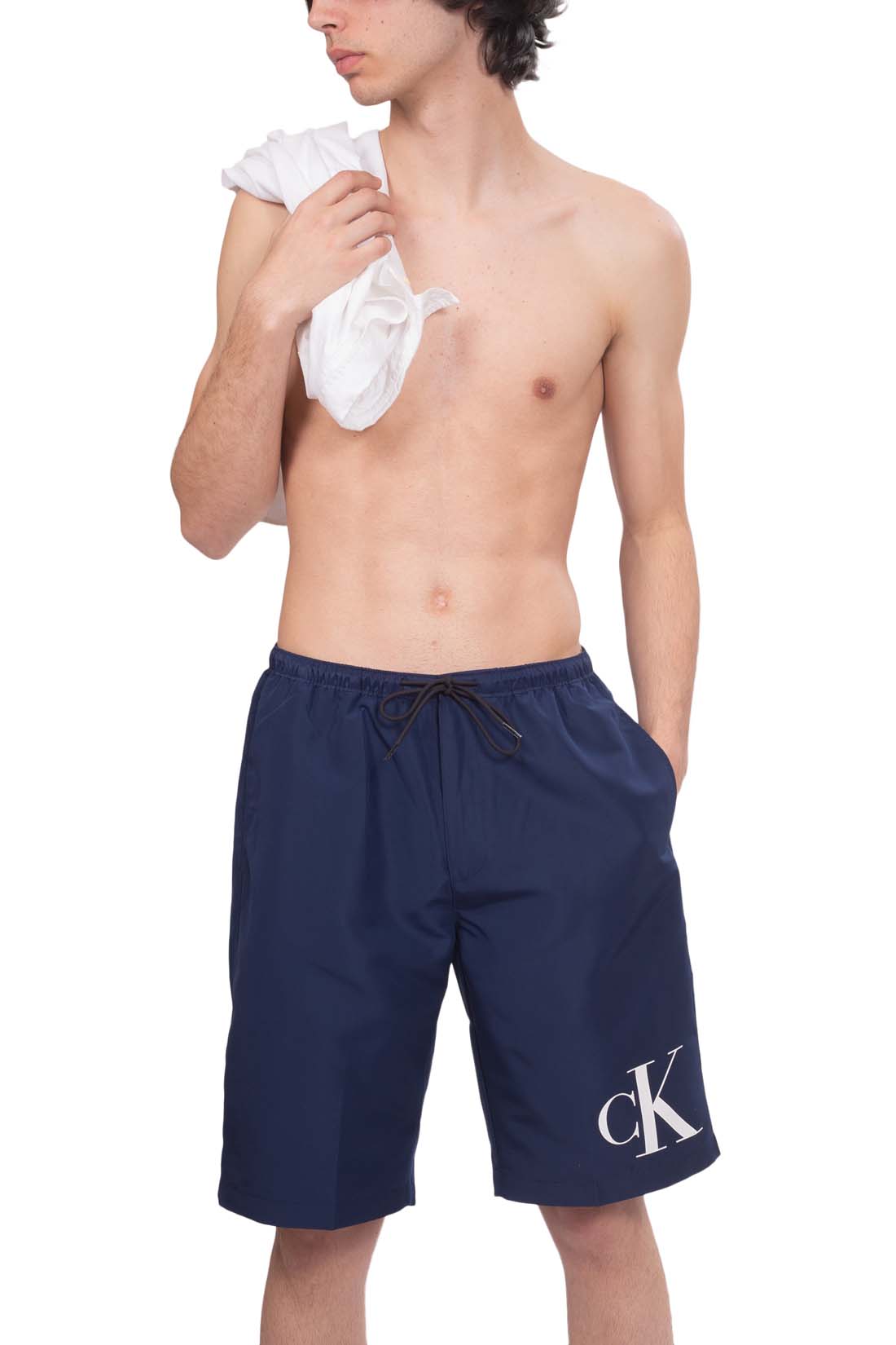 CALVIN KLEIN - Shorts mare surf con monogram-7