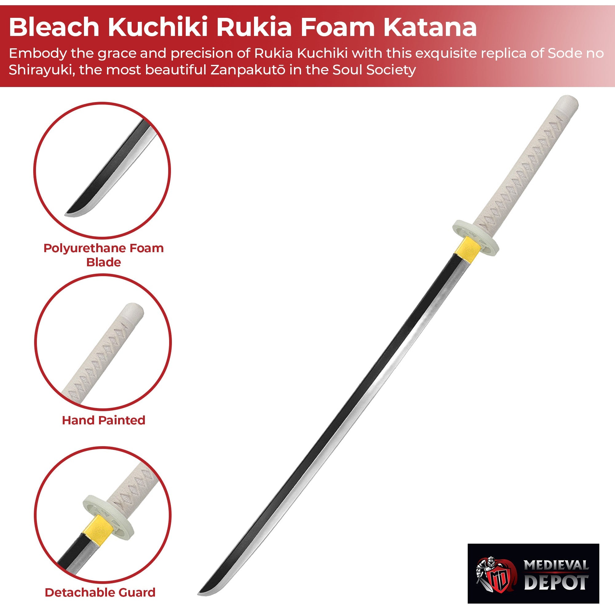 Bleach Kuchiki Rukia Sode no Shirayuki Anime White Foam Katana Sword-2